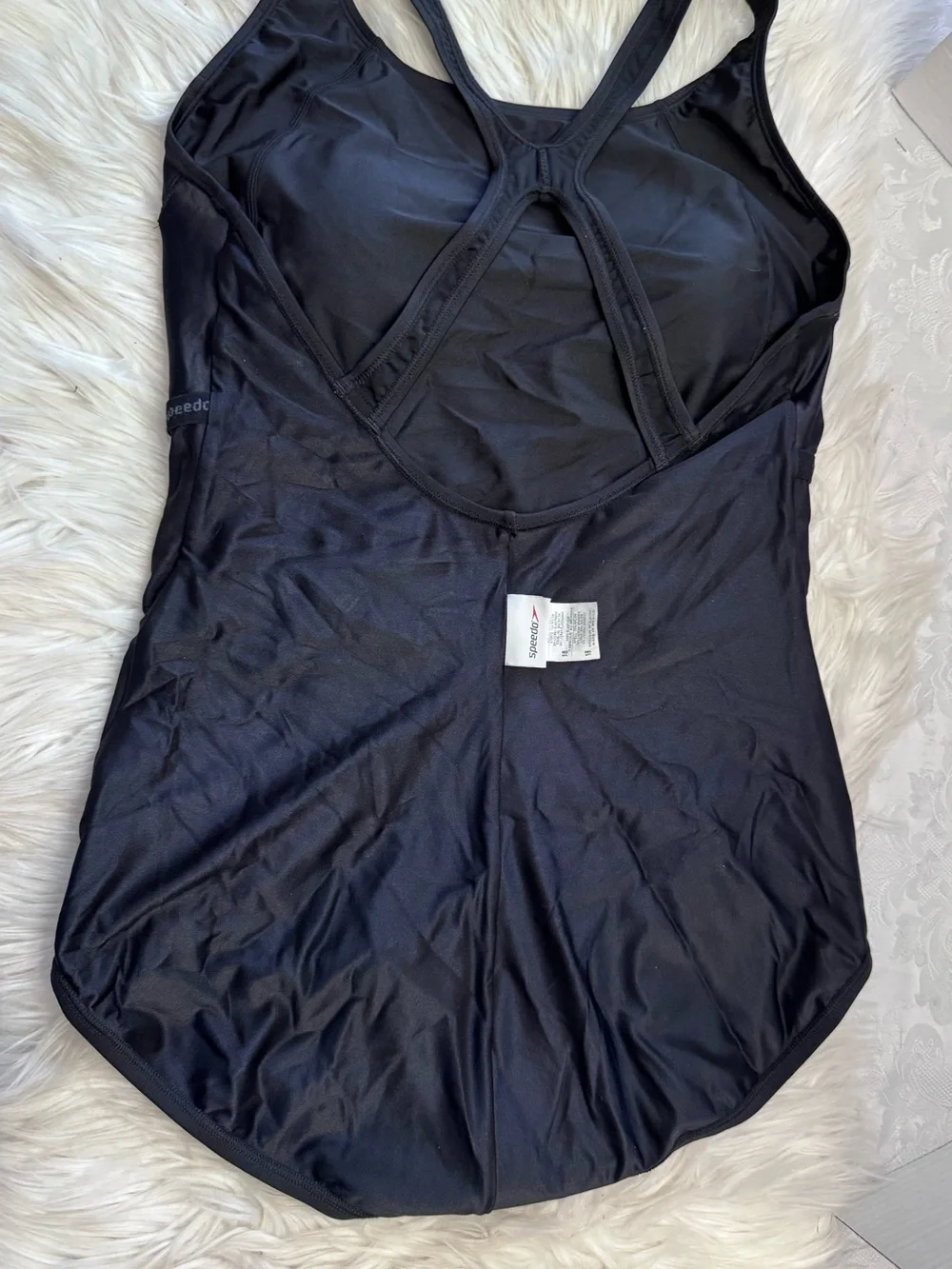 Speedo Plus Size 18 Solid One Piece Swimsuit Black Slimming Modest